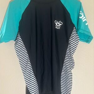 Realm Black and Teal Swim Rash Guard